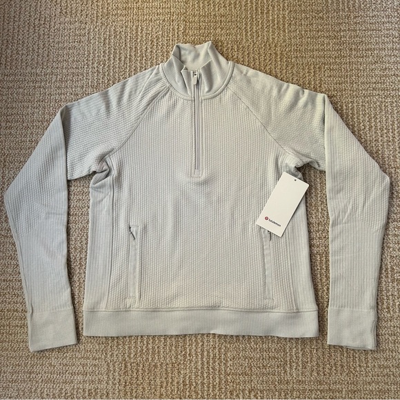 NWT Lululemon Engineered Warmth Half-Zip Long Sleeve Pullover in Vapor/White -8 - Picture 5 of 13
